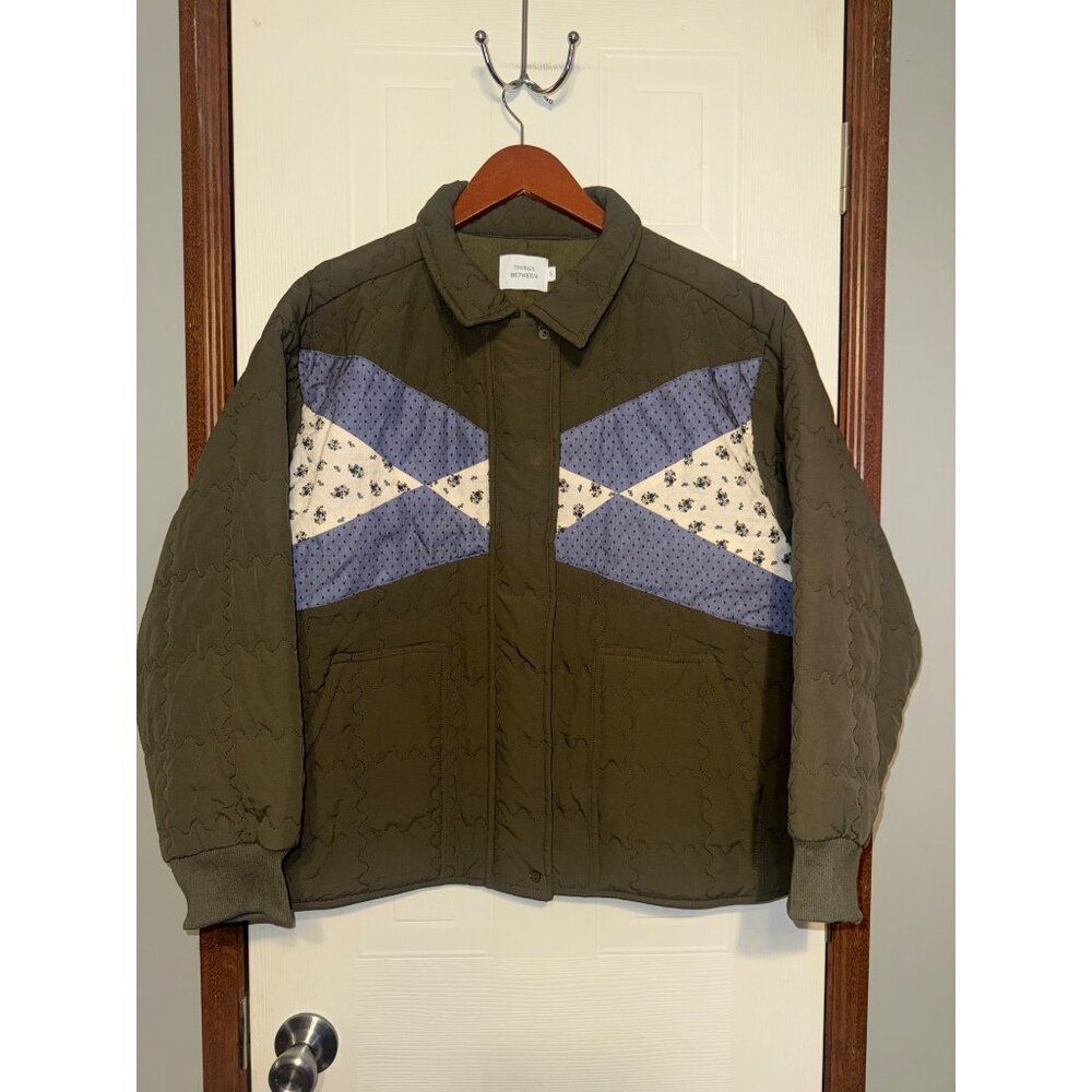 Things Between Parker Parchwork‎ Quilted Jacket Dark Olive Size Small - Picture 4 of 16